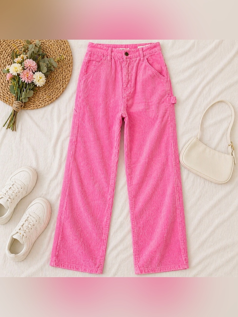 PacSun Women’s 90’s BF Carpenter Pink Corduroy Jeans - Size 25 NWT